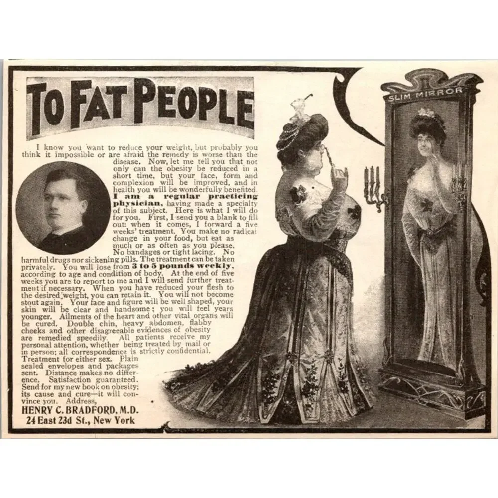 Henry C Bradford MD Book On Obesity 24 East 23rd St NY 1904 Clipping SAI7-H6 - Picture 2 of 2
